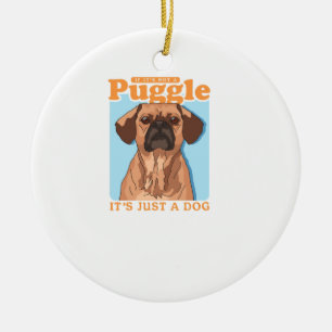 Ornamento De Cerâmica Dono de Cachorro Puggles É uma Cópia Puggle