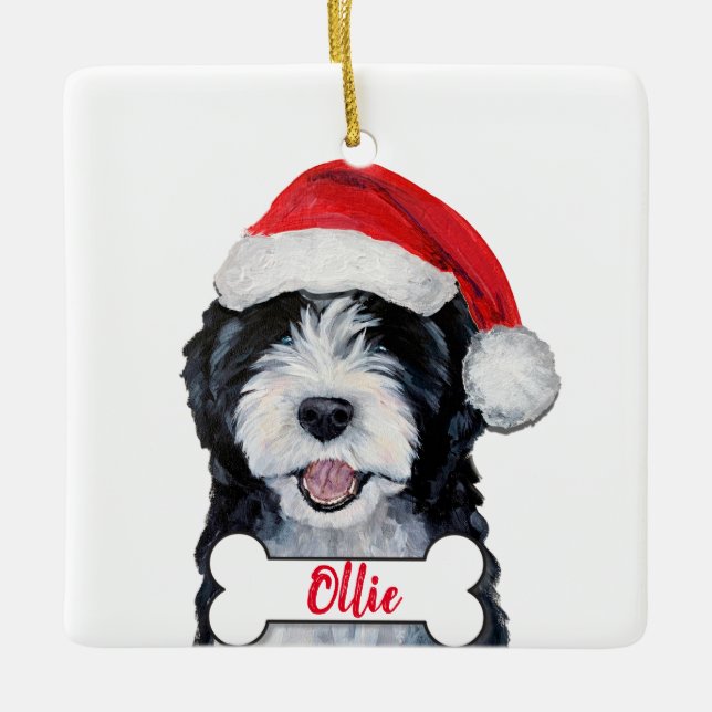 Ornamento De Cerâmica Doodle Dog Ornament (Frente)