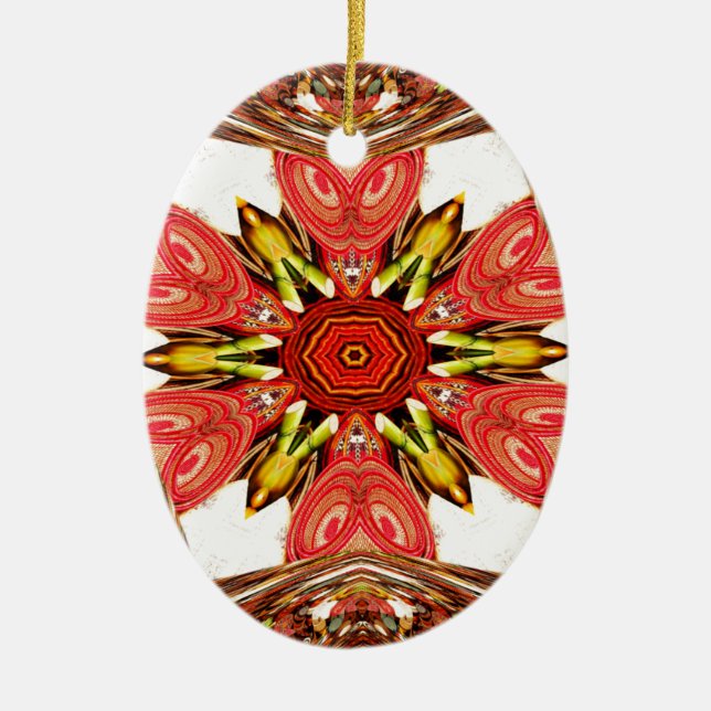 Ornamento De Cerâmica Doodle Floral Art Impressão (Frente)