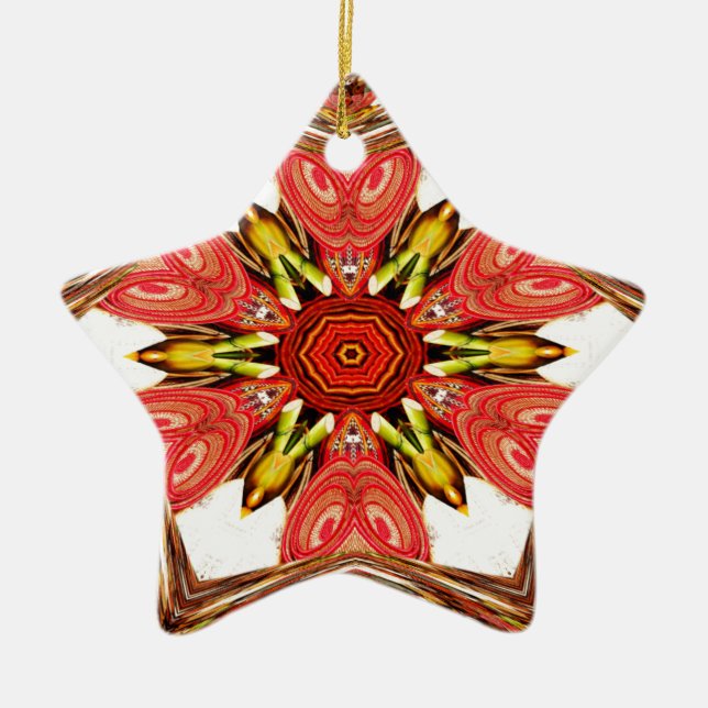 Ornamento De Cerâmica Doodle Floral Art Impressão (Frente)