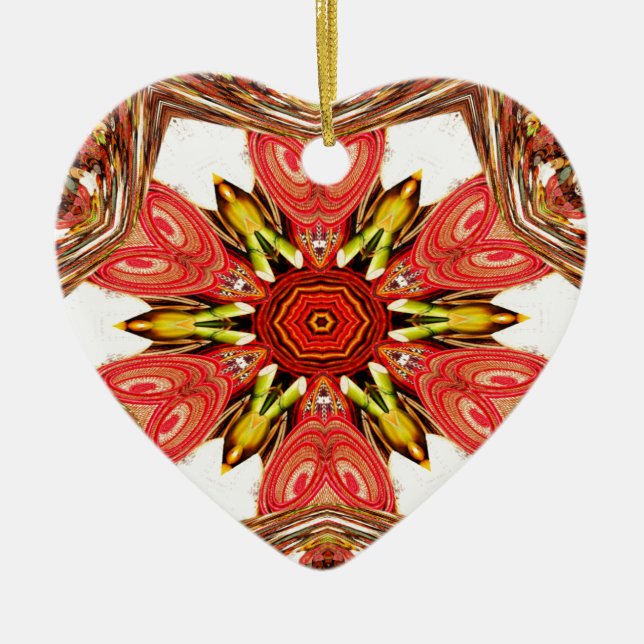 Ornamento De Cerâmica Doodle Floral Art Impressão (Frente)