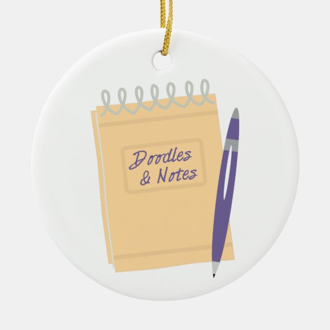 Ornamento De Cerâmica Doodles e Notas (Frente)