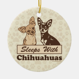 Ornamento De Cerâmica Dorme com Chihuahuas