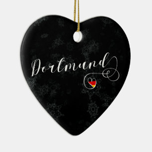 Ornamento De Cerâmica Dortmund Heart, Christmas Tree Ornament, Alemanha