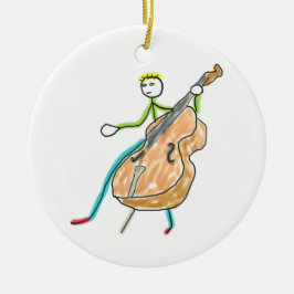 Ornamento De Cerâmica Double Bass Stickman