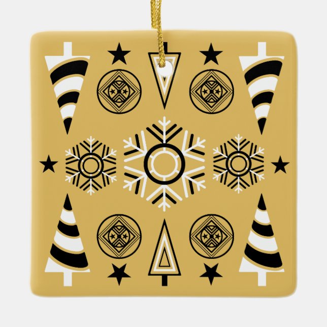Ornamento De Cerâmica Dourada Arte Nouveau Decoração de Natal (Frente)