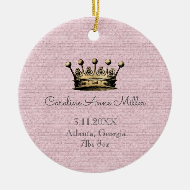 Ornamento De Cerâmica Dourada Coroa Rosa Anunciando (Frente)