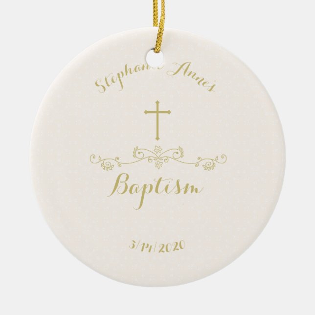 Ornamento De Cerâmica Dourada Cruz e Laurels (Frente)
