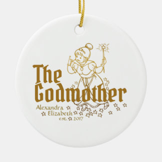 Ornamento De Cerâmica Dourada Fada Personalizável A Madrinha