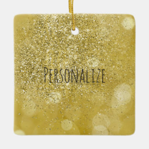 Ornamento De Cerâmica Dourada Falha de Bokeh Faux Personalizada