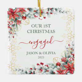 Ornamento De Cerâmica Dourada Holly Greenery Floral 1rua de Natal Envolv