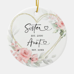 Ornamento De Cerâmica Dourada Tia Nova Geométrica do Coração Rosa-Rosa