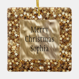 Ornamento De Cerâmica Douradas estrelas Confetti