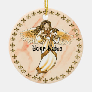 Ornamento De Cerâmica Dourado Angel