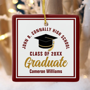 Ornamento De Cerâmica Dourado Bege Graduado 2023 Natal Personalizado