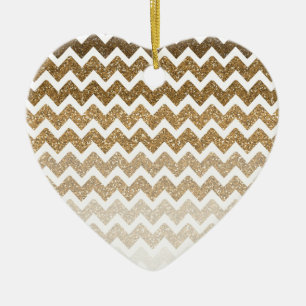 Ornamento De Cerâmica Dourado Mole Glitter Chevron Ombre