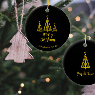 Ornamento De Cerâmica Dourado Natal minimalista