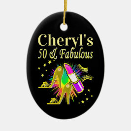 Ornamento De Cerâmica Dourado PESSOALIZADO COM 50 ANOS DE IDADE