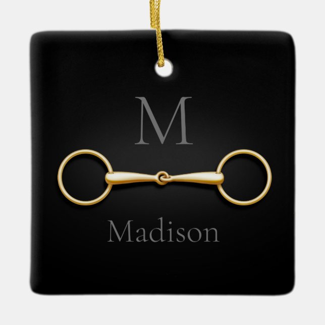 Ornamento De Cerâmica Dourado Socorro Ring Monograma Bit Monograma (Frente)