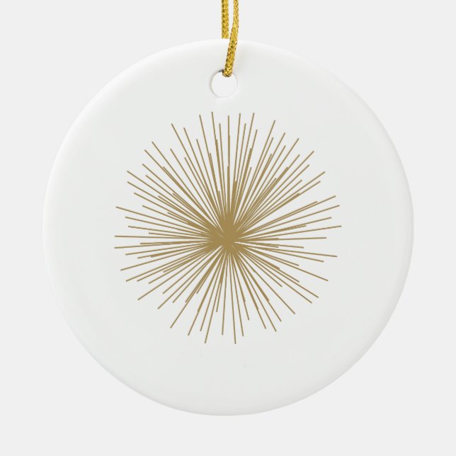 Ornamento De Cerâmica Dourado Sputnik Starburst (Frente)