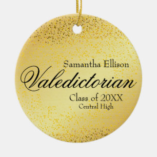 Ornamento De Cerâmica Dourado Valedictoriano Personalizado Natal Dourado