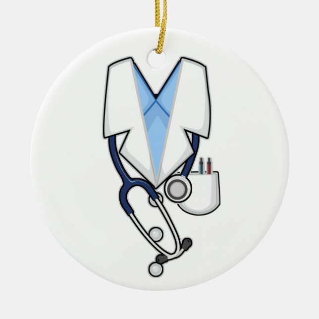 Ornamento De Cerâmica Doutor Costume White Lab Casaco Stethoscope (Frente)