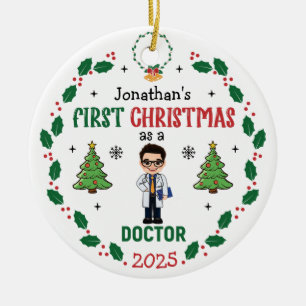 Ornamento De Cerâmica Doutor Primeiro Natal Personalizado Ronda