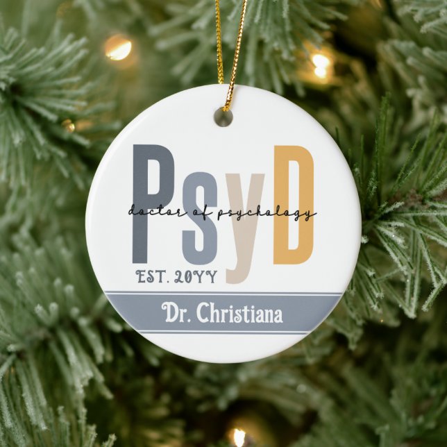 Ornamento De Cerâmica Doutora em PsyD Personalizada em Psicologia (Árvore)