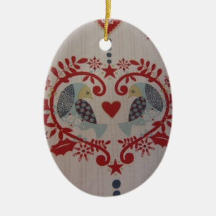 Ornamento De Cerâmica Doves & Hearts — Pennsylvania Dutch