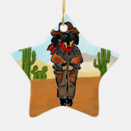 Ornamento De Cerâmica Doxie Gunslinger