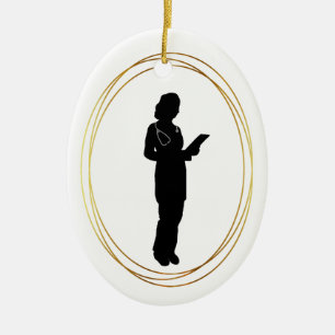 Ornamento De Cerâmica Dra. Silhouette Personalize Ornament
