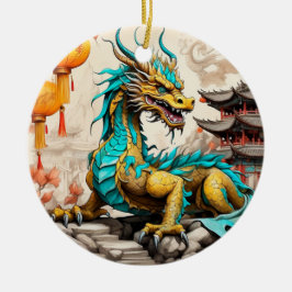 Ornamento De Cerâmica Dragão chinês tradicional para o Ano Novo Chinês