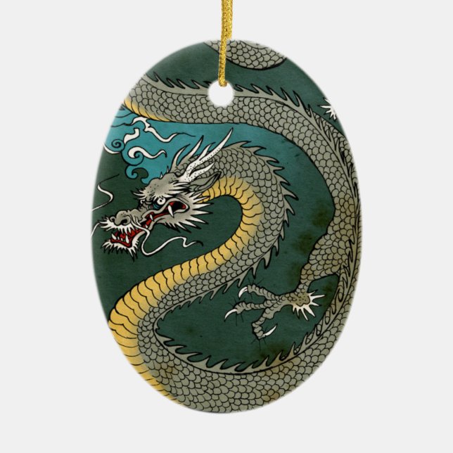 ORNAMENTO DE CERÂMICA DRAGÃO CINZENTO JAPONÊS (Frente)