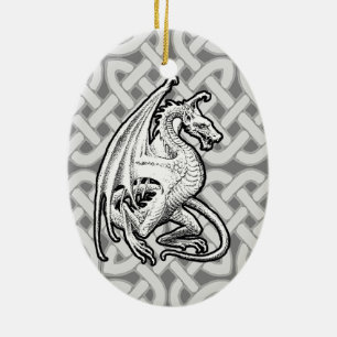 Ornamento De Cerâmica Dragão com asa
