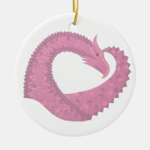 Ornamento De Cerâmica Dragão cor-de-rosa sobre branco