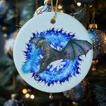 Ornamento De Cerâmica Dragão da Fantasia Azul<br><div class="desc">Este design foi criado através da arte digital. Pode ser personalizado escolhendo a opção personalizar. Entre em contato comigo em colorflowcreations@gmail.com ou use a opção de bate-papo na parte superior da página se desejar ter este design em outro produto. Compre minha pintura de acrílico abstrato original para venda em www.etsy.com/shop/colorflowart....</div>