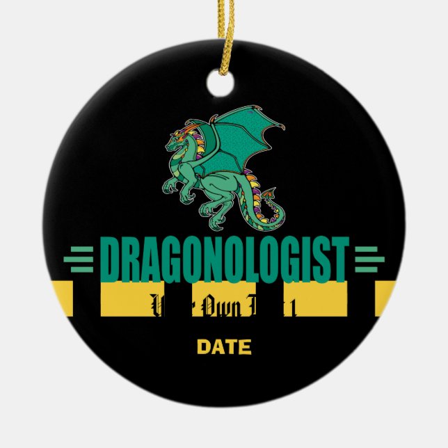 Ornamento De Cerâmica Dragão da Fantasia Verde (Frente)