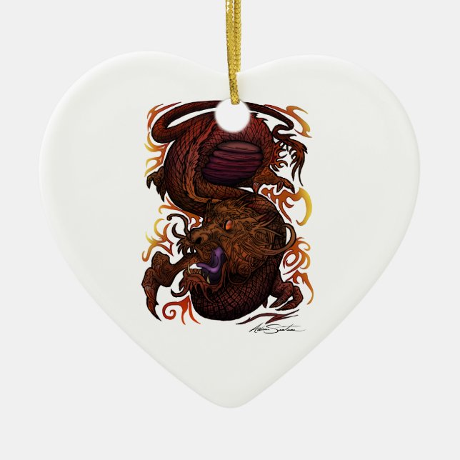 Ornamento De Cerâmica Dragão (Design de assinatura) (Frente)