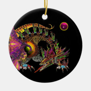 Ornamento De Cerâmica Dragão Dourado da fantasia de DRAGO, monograma