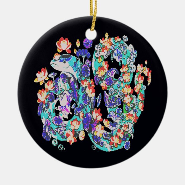 Ornamento De Cerâmica dragão floral (Frente)