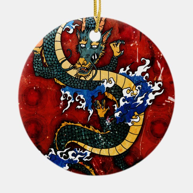 Ornamento De Cerâmica Dragão Japonês (Frente)