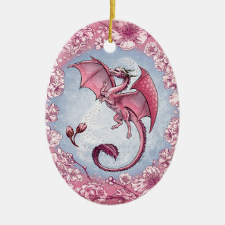 Ornamento De Cerâmica Dragão rosa da Primavera Nature Fantasy Art