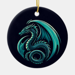 Ornamento De Cerâmica Dragão Teal Também