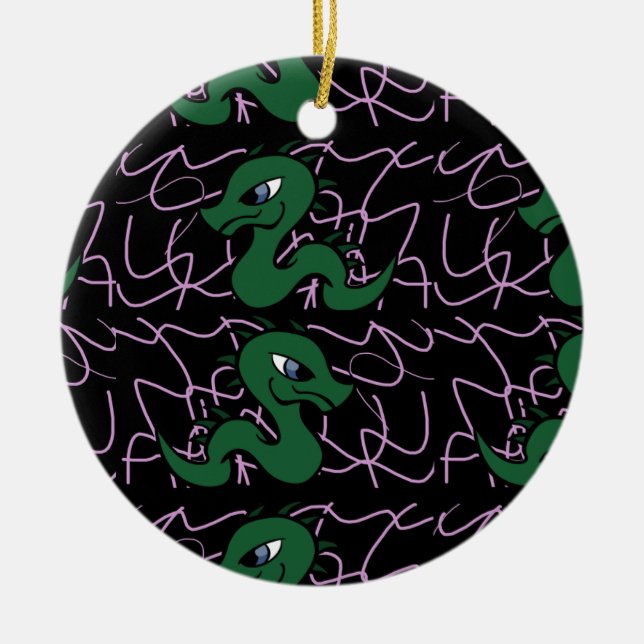 Ornamento De Cerâmica Dragão verde bebê (Frente)