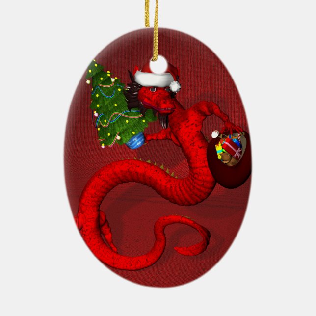 Ornamento De Cerâmica Dragão Vermelho (Verso)
