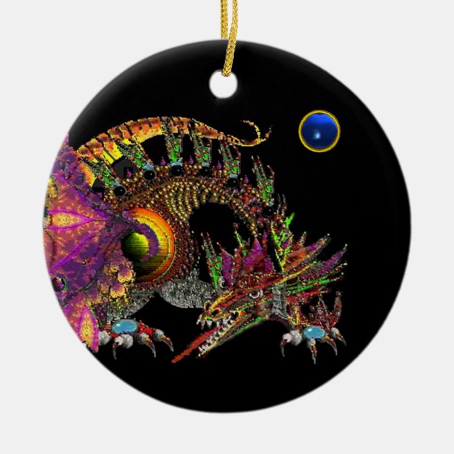 Ornamento De Cerâmica DRAGO Blue Sapphire Monograma (Frente)