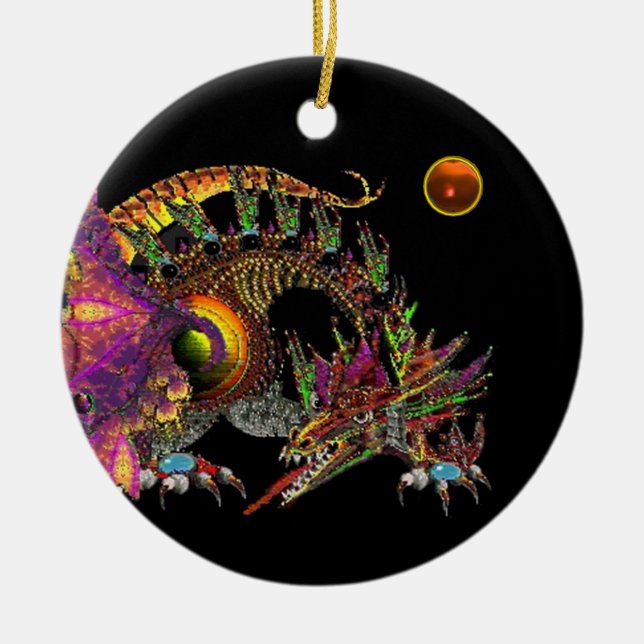 Ornamento De Cerâmica DRAGO Laranja Agate Monograma (Frente)