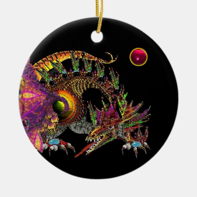 Ornamento De Cerâmica DRAGO Red Ruby Monogramo (Frente)