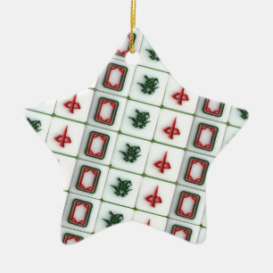 Ornamento De Cerâmica Dragões de Mahjong