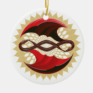 Ornamento De Cerâmica Dragões Invertidos